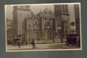 1922 Puebla Mexico Real Picture RPPC Postcard Cover to Brazil Cathedral View