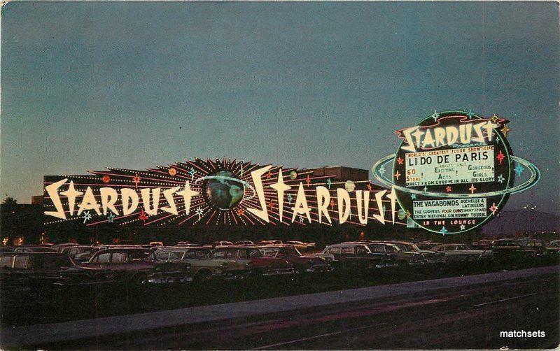 1963 Stardust Hotel Night Neon Marquee Las Vegas Nevada postcard 6578 Teich
