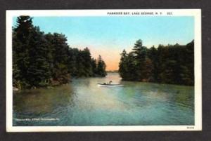 NY Paradise Bay LAKE GEORGE NEW YORK Postcard PC Boat