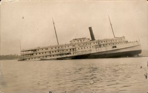 City of Rockland Steamer After Collision #1 c1912 Real Photo Vintage Postcard