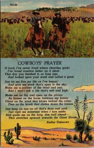 Cowboy's Prayer poem horses cattle desert cactus 1954 Postcard