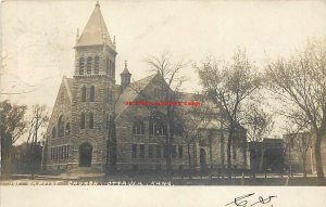 KS, Ottawa, Kansas, RPPC, First Baptist Church, Exterior View, 1907 PM, Photo