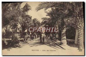 Old Postcard Menton Allee Des Palmiers