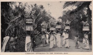 Bali Carrying Offerings To Temples Indonesia SS President Ship Old Postcard
