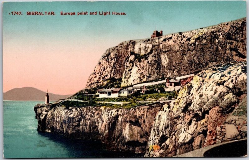Gibraltar Europa Point And Light House Scenic Attraction Mountain Top Postcard