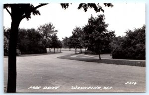 RPPC WAUKESHA, Wisconsin WI ~ Street Scene PARK DRIVE c1940s Real Photo Postcard