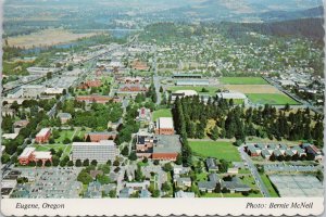 Eugene OR Oregon Aerial View 1970s Postcard C8