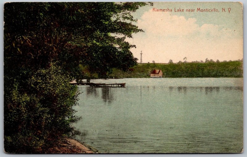 Vtg Monticello New York NY Kiamesha Lake 1910s View Old Card Postcard