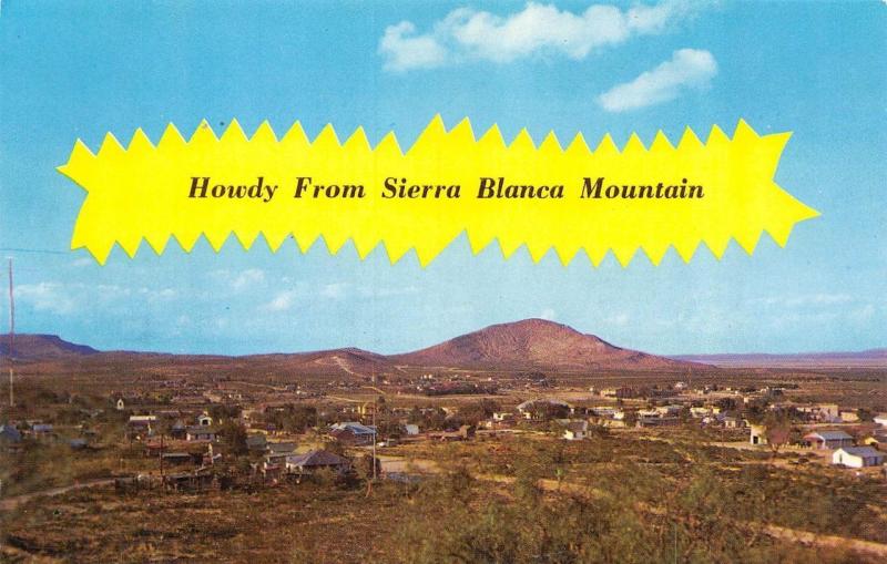 SIERRA BLANCA, TX  Texas   GREETINGS  Bird's Eye City View  HOMES    Postcard