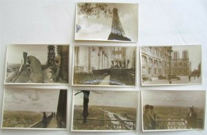 PARIS FRANCE EIFFEL TOWER VIEWS LOT OF 5 VINTAGE REAL PHOTO POSTCARDS RPPC 