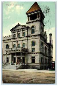 1910 City Hall Exterior View Building Aurora Illinois Vintage Antique Postcard