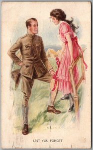 1918 Military / Romance Postcard LEST YOU FORGET Artist-Signed ARCHIE GUNN 