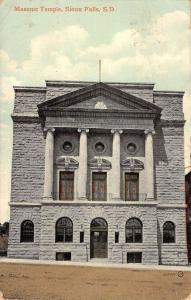 Sioux Falls South Dakota Masonic Temple Street View Antique Postcard K39880