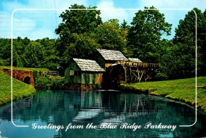 North Carolina Greetings From Blue Ridge Parkway Mabry Mill Water Powered Gri...