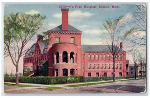 Children's Free Hospital Exterior Scene Detroit Michigan MI Vintage Postcard 