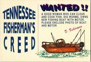 Continental Postcard Tennessee Fisherman's Creed CE15