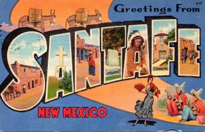 New Mexico Greetings From Santa Fe Large Letter Linen Curteich