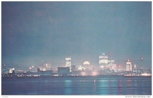 MONTREAL, Province of Quebec, Canada, Skyline at night, South shore of the St...