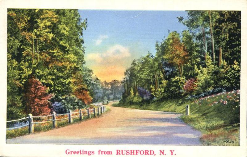 Greetings from Rushford, Allegany County NY, New York - Linen