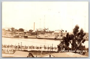 Vallejo California~Mare Island Navy Yard~Ships Cranes & Tugs~1940s WWII RPPC