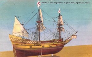 Model of the Mayflower in Plymouth, MA Pilgrim Hall.