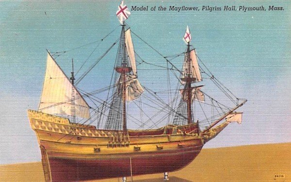 Model of the Mayflower in Plymouth, MA Pilgrim Hall.