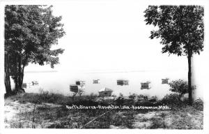 Roscommon Michigan~Houghton Lake (North Shore)~Lots of Empy Boats~1950s RPPC