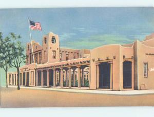 Unused Linen POST OFFICE SCENE Santa Fe New Mexico NM hs1150