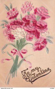 VALENTINE'S DAY, 1900-10s; Embossed, Bouquet of pink, red & White Carnations