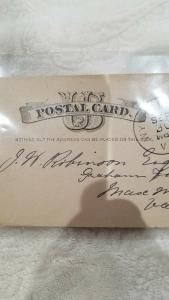 Antique Postcard Dated 1884, Sent to J. H. Robinson in Graham's Forge, VA