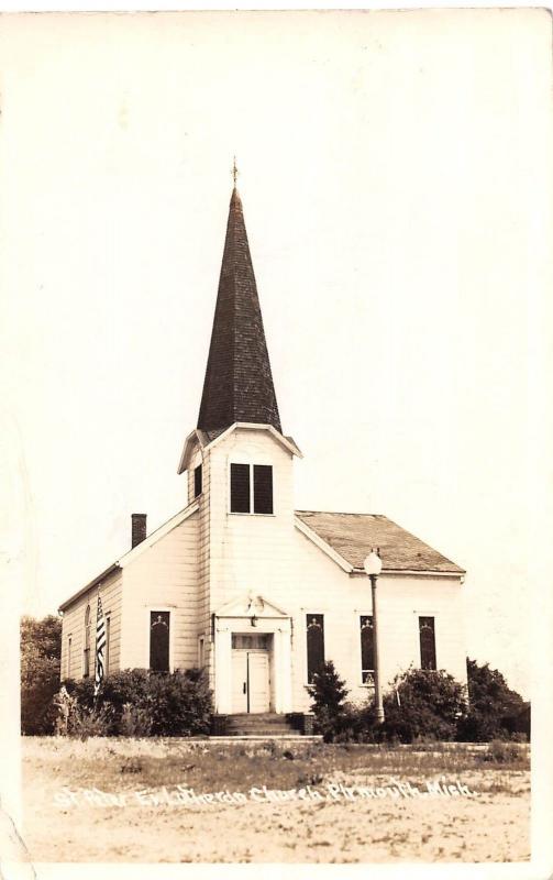 B16/ Plymouth Michigan RPPC Postcard 1943 St Peter Evangelical Lutheran Church