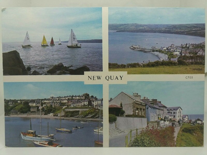 Vintage Multiview Welsh Postcard New Quay Ceredigion Wales