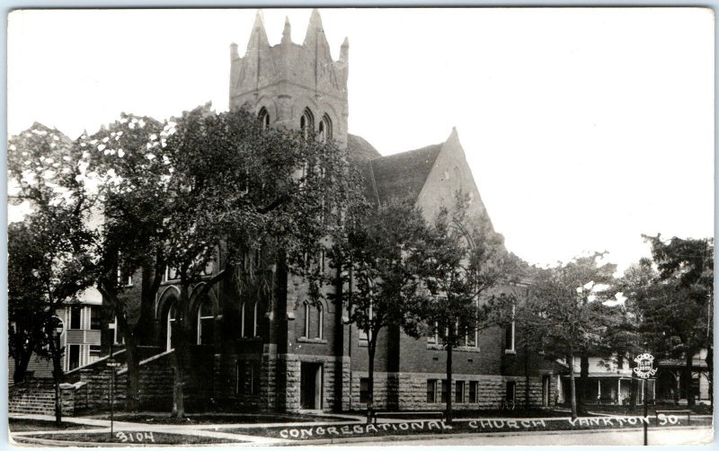 c1940s Yankton, SD RPPC Congregational Church Real Photo Postcard So Dak Vtg A87