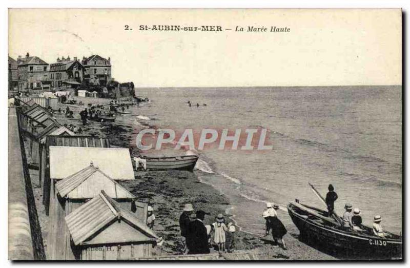 Postcard Old Saint Aubin sur Mer Maree Haute