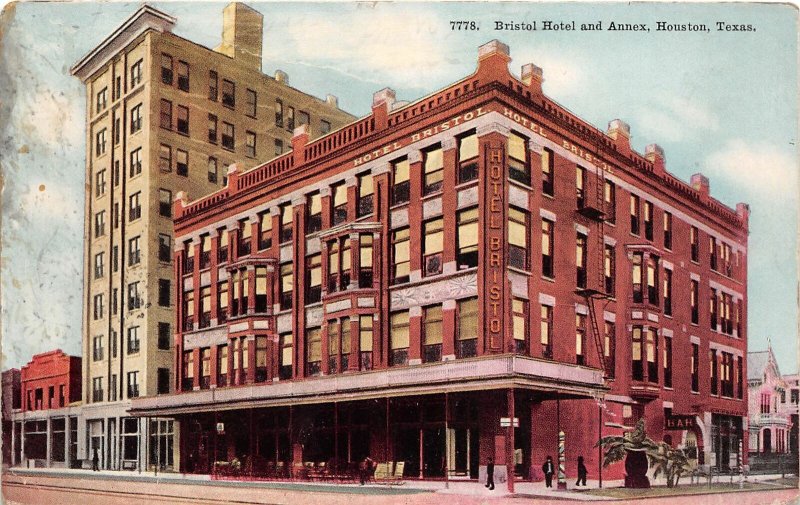 G55/ Houston Texas Postcard 1912 Bristol Hotel and Annex