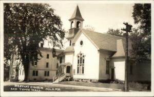 Milo ME Church & Town Hall 1930s Real Photo Postcard