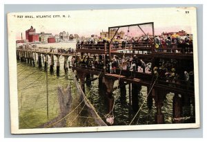 Vintage 1936 Postcard Net Fishing From the Pier Atlantic City New Jersey