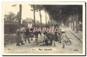 Postcard Old Bike Cycle Cycling Women Children