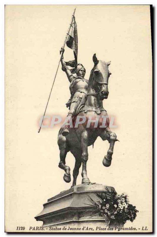 Old Postcard Paris Statue of Joan of Arc Square Pyramids