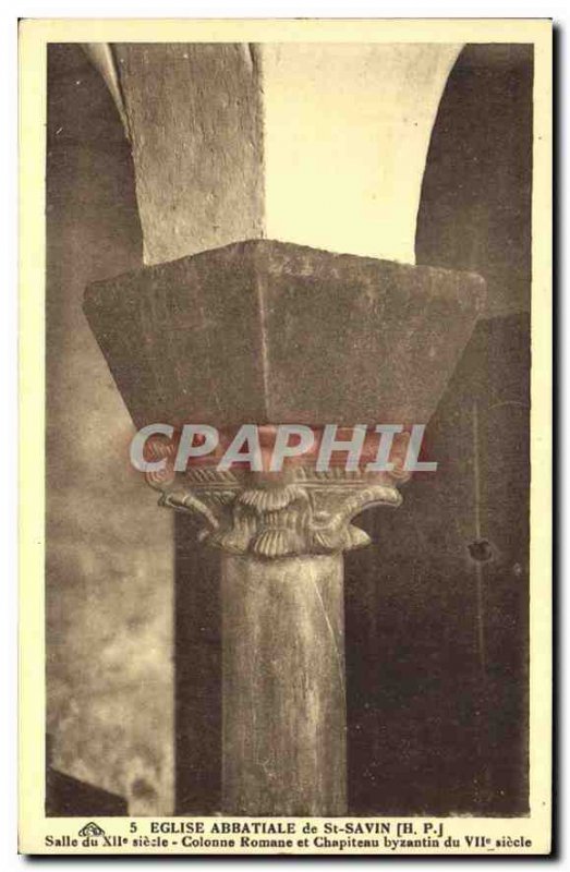 Postcard Ancient Church Abbey of St Savin Hall Column XII century Romanesque ...