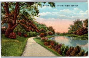 River Scene Near Mystic CT Vintage Postcard V19