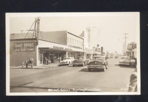 RPPC SPRINGFIELD OREGON DOWNTOWN STREET SCENE OLD CARS REAL PHOTO POSTCARD