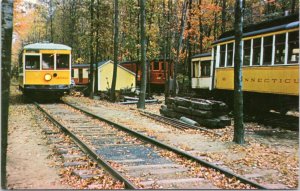 Postcard Transit Connecticut Electric Railway Trolley Museum Car 3001 in yard