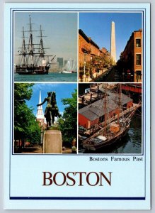 Constitution, Beaver II, Bunker Hill, Paul Revere Statue 1983 Boston MA Postcard