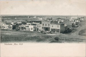 Waskada Manitoba MB Birdseye c1905 Waskada Cancel to Gravenhurst ON Postcard H47