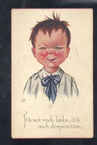 GOOFY LOOKING YOUNG BOY DISPOSITION VINTAGE POSTCARD