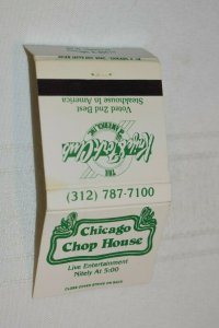 Chicago Chop House Illinois 30 Strike Matchbook Cover