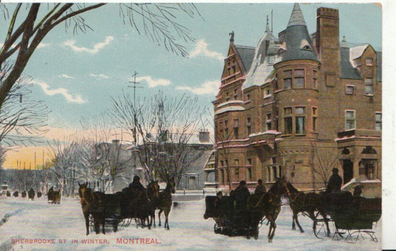 Canada Postcard - Sherbrooke Street in Winter - Montreal - Ref 5566A