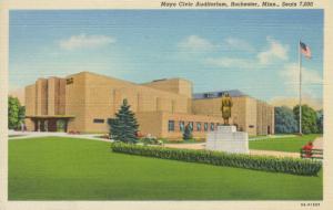 Rochester MN Mayo Clinic Auditorium Sports Arena Vintage Linen Postcard D12