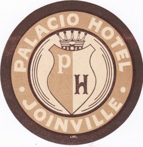 Brasil Joinville Palacio Hotel Vintage Luggage Label sk3422